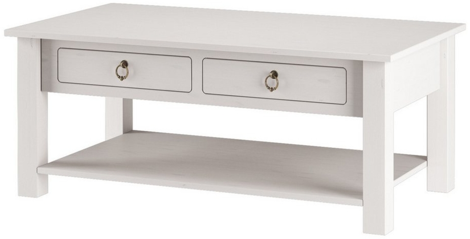 loft24 Couchtisch Inga, Wohnzimmertisch, 2 Schubladen, Kiefer, Landhausstil Bild 1