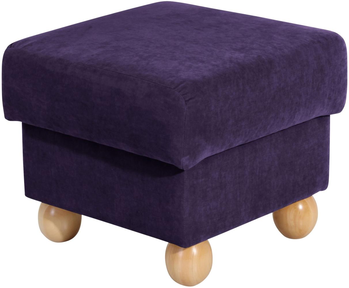 Hocker Kasha Bezug Veloursstoff Buche natur / violett 22275 Bild 1