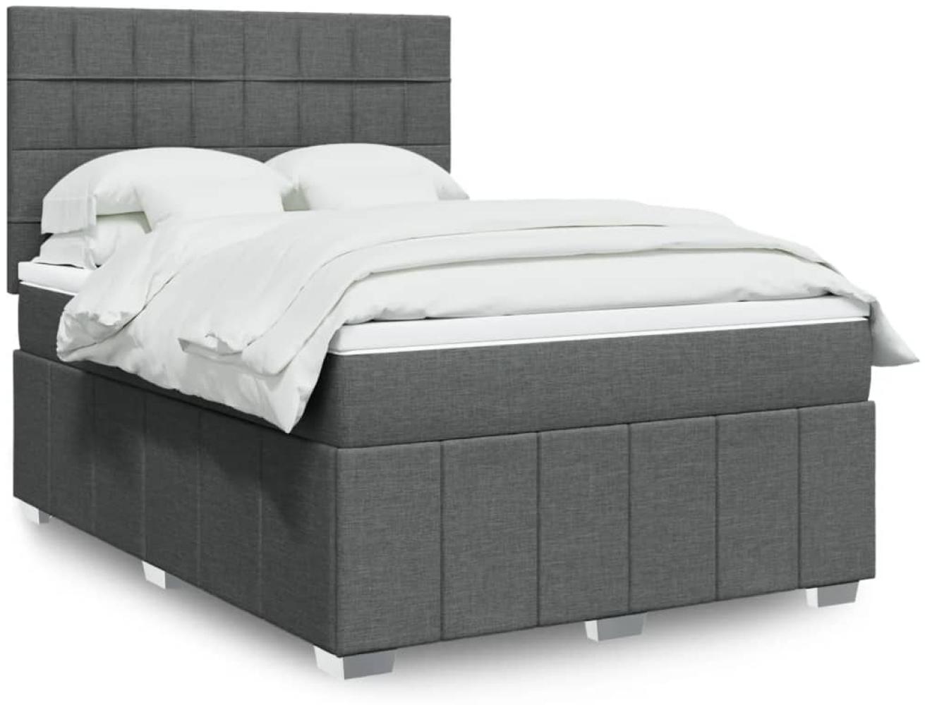 vidaXL Boxspringbett mit Matratze Dunkelgrau 140x190 cm Stoff 3293964 Bild 1