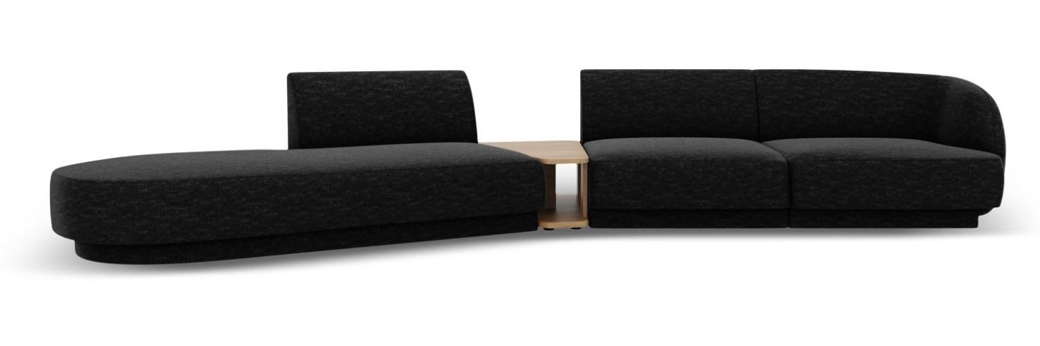 Micadoni Modulares Sofa Miley 4-Sitzer mit 1 Armlehne Links Chenille Schwarz Bild 1