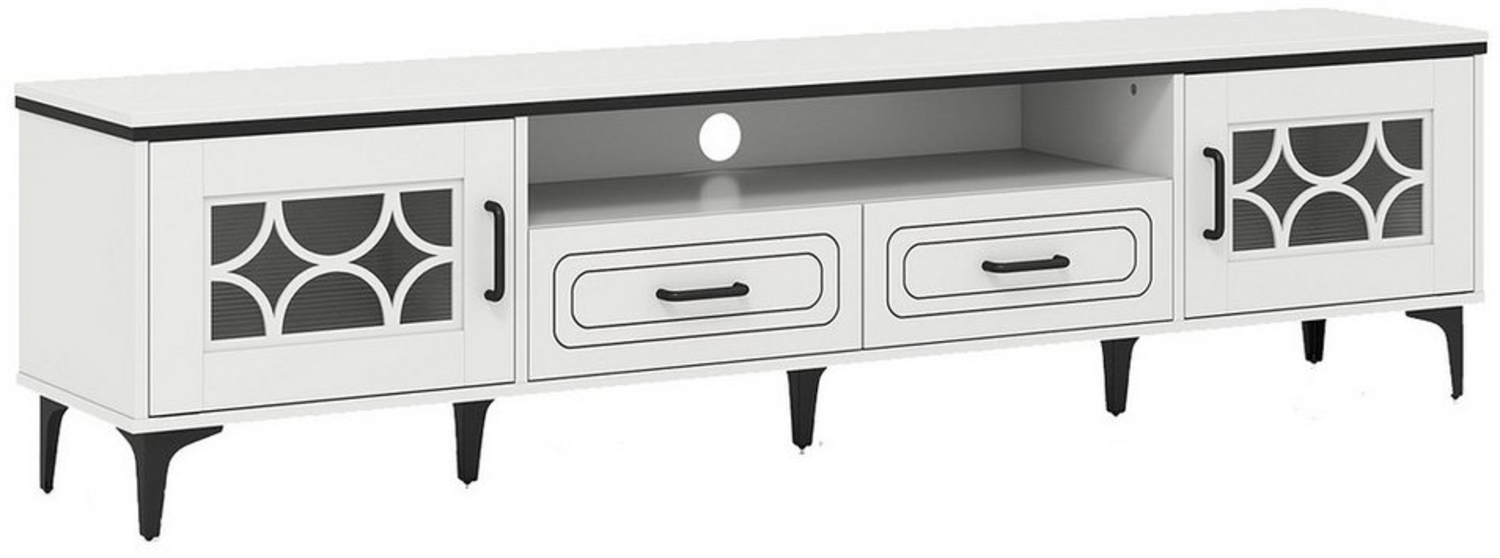 COSTWAY TV-Schrank Holz, Lowboard mit 2 Schublade & Stauraum, 180,5cm Bild 1