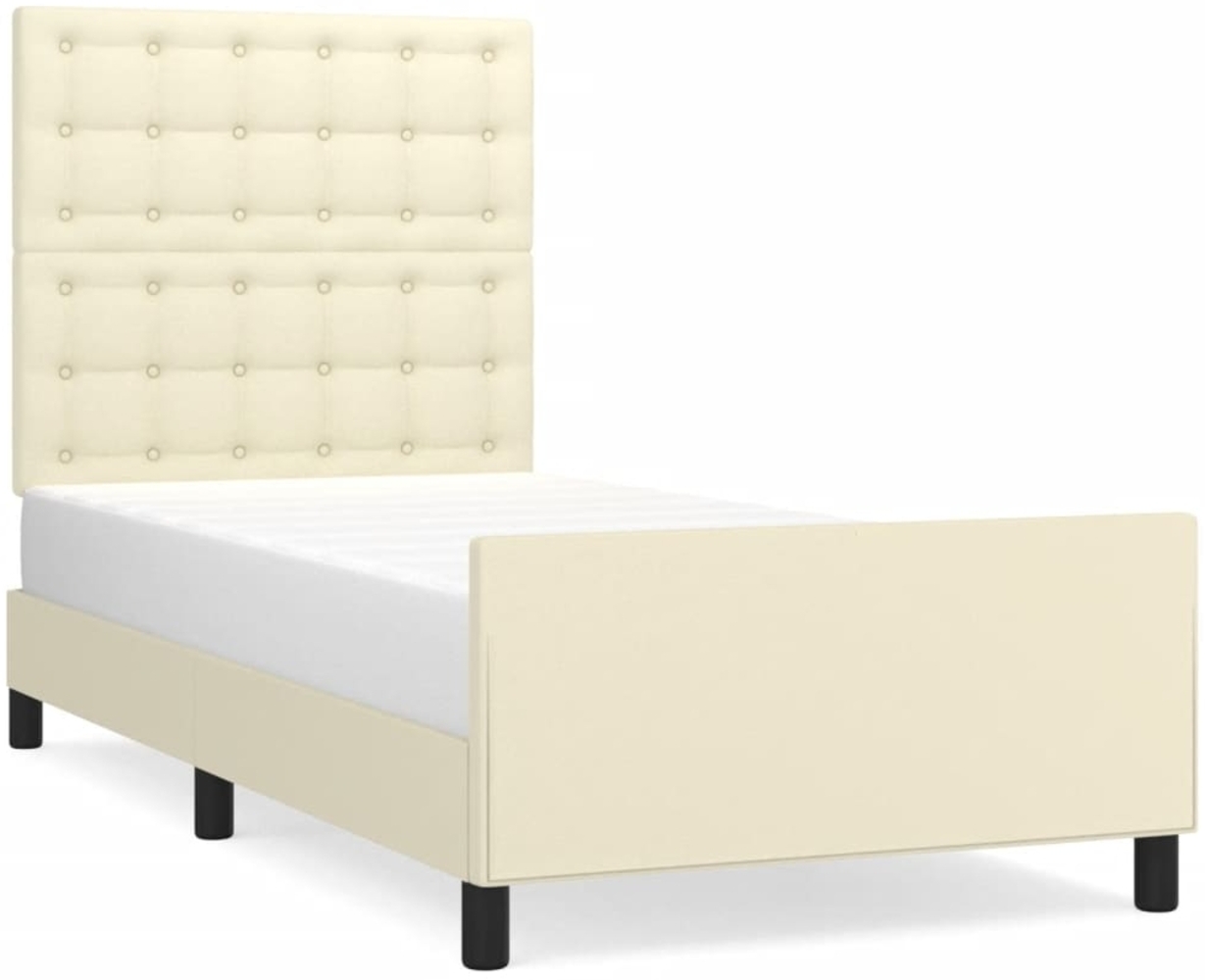 Bettgestell mit Kopfteil Kunstleder Creme 80x200 cm Bild 1