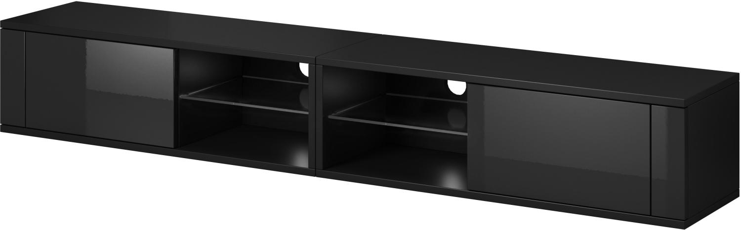 Domando Lowboard Arsizio M2 Modern für Wohnzimmer Breite 100cm, Hochglanzfront, Schwarz Matt und Schwarz Hochglanz Bild 1