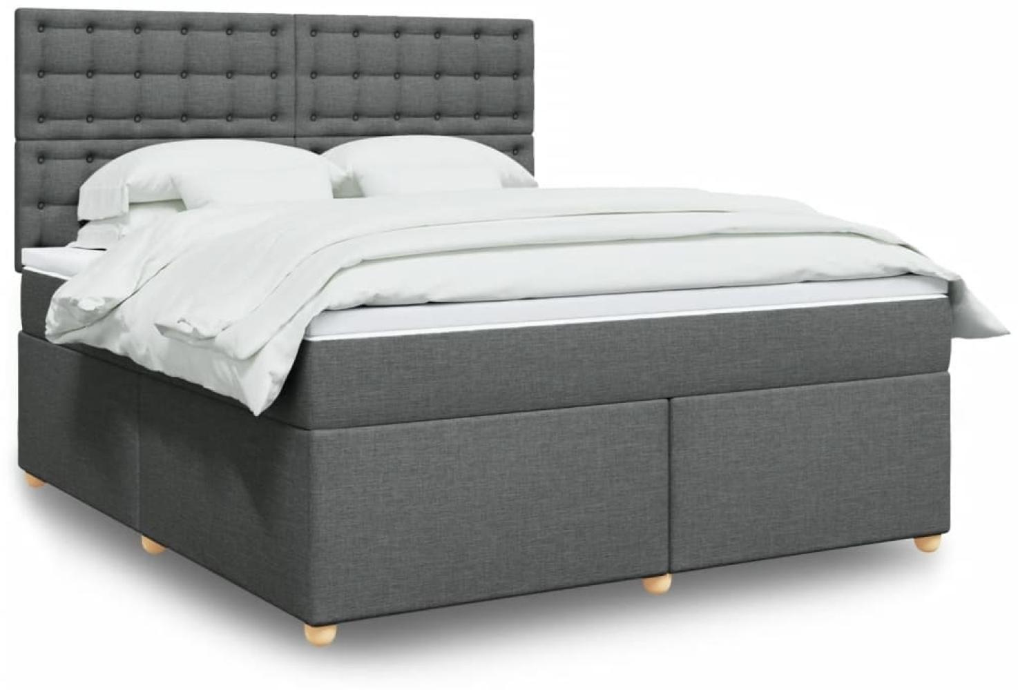 vidaXL Boxspringbett mit Matratze Dunkelgrau 180x200 cm Stoff 3291374 Bild 1