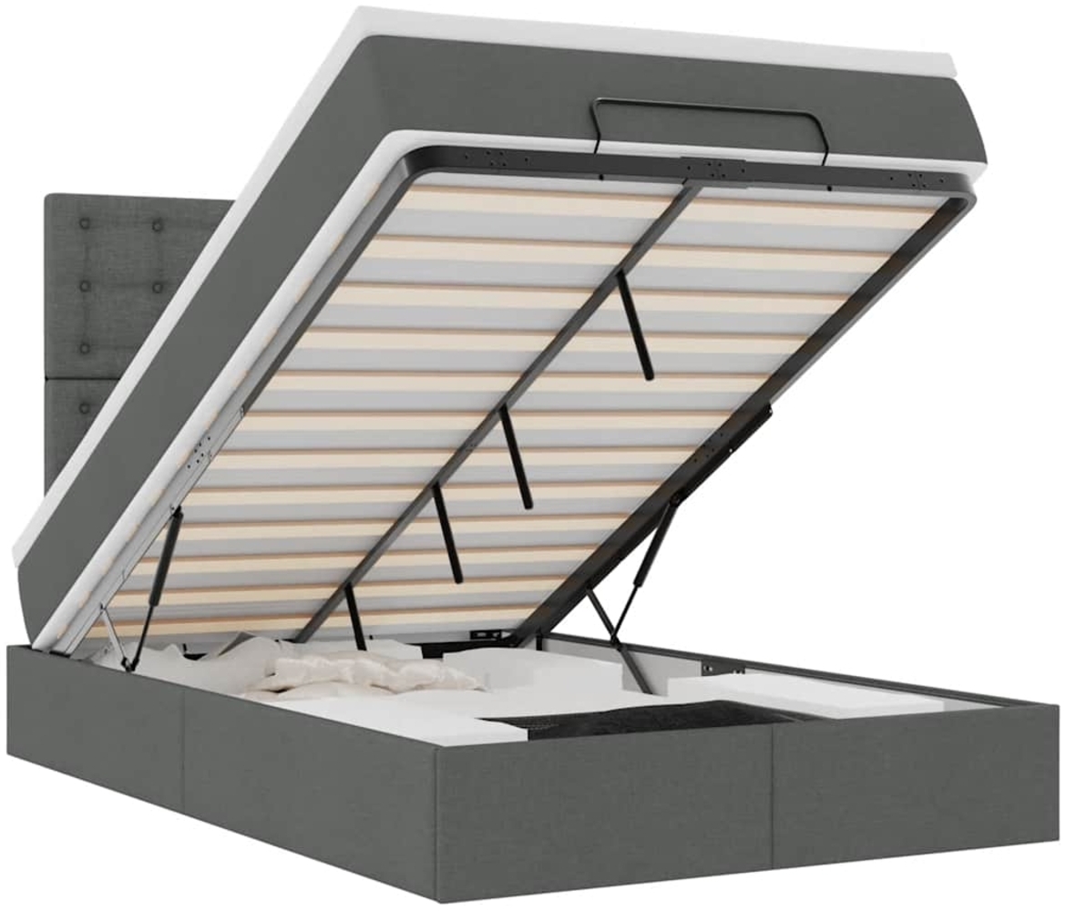 vidaXL Ottoman-Bett mit Matratze & LEDs Dunkelgrau 120x200 cm Stoff 3314163 Bild 1