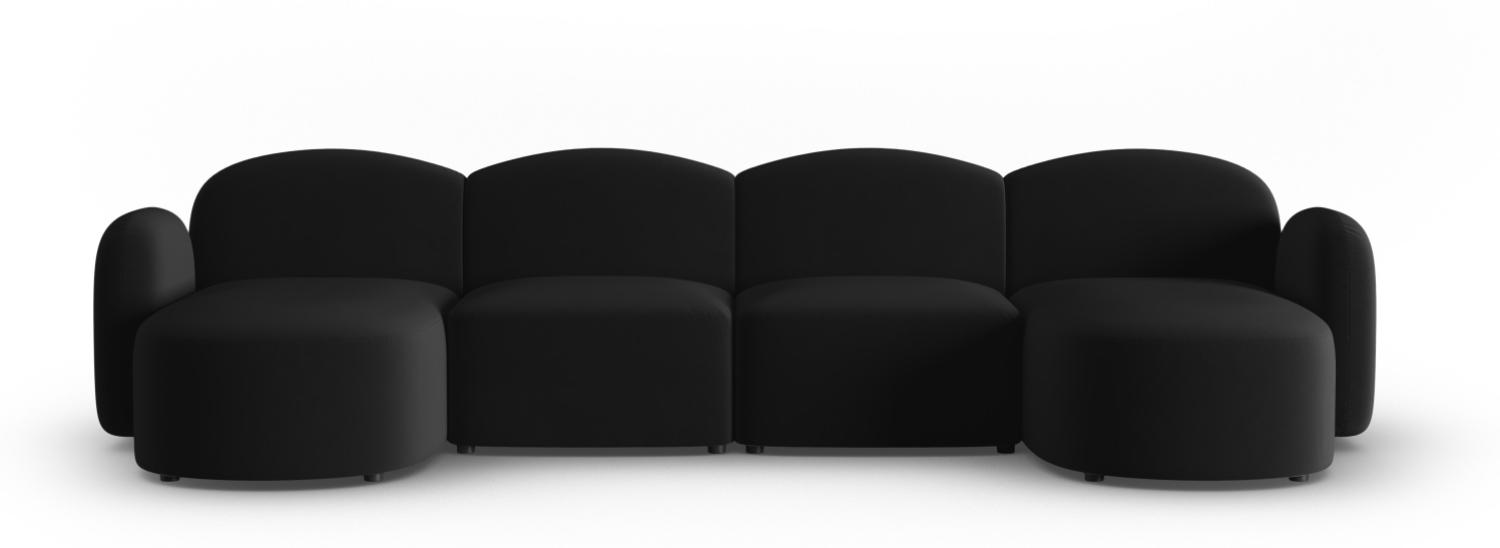 Micadoni Panorama Sofa Blair 6-Sitzer Samtstoff Schwarz Bild 1