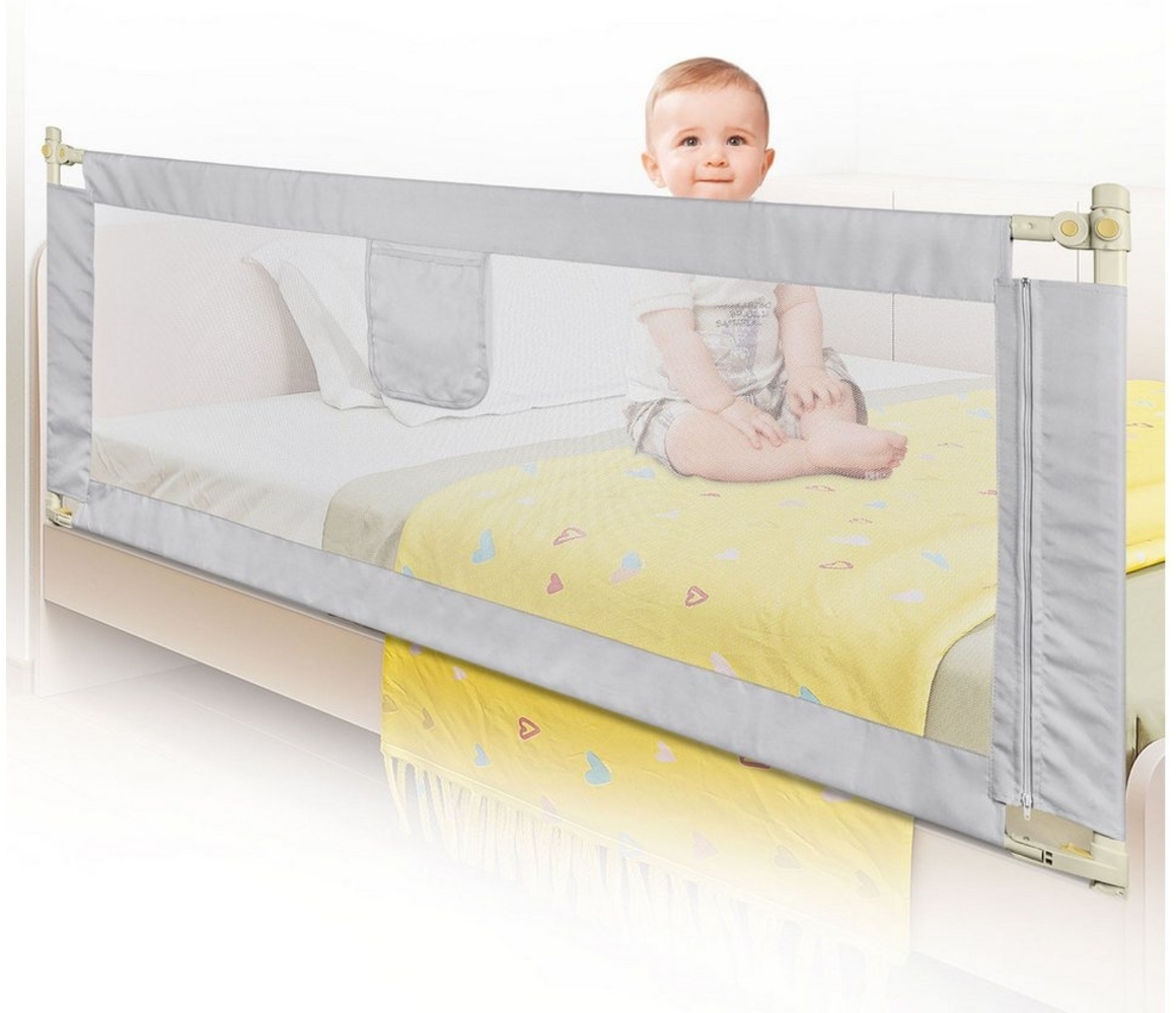 JEOBEST Bettschutzgitter Bettgitter für Kinder Baby Kinderbettgitter Rausfallschutz Bett, 150/180/200cm, Höhenverstellbar 70-100 cm Bild 1