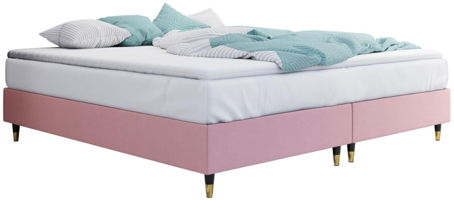 Boxspringbett Sauro Gold für Wandpaneel, Rosa, 140 x 200 cm Bild 1