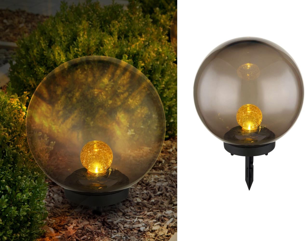 LED Solarleuchte Kugel rauch Bruchglaskugel amber 250mm von Globo Bild 1