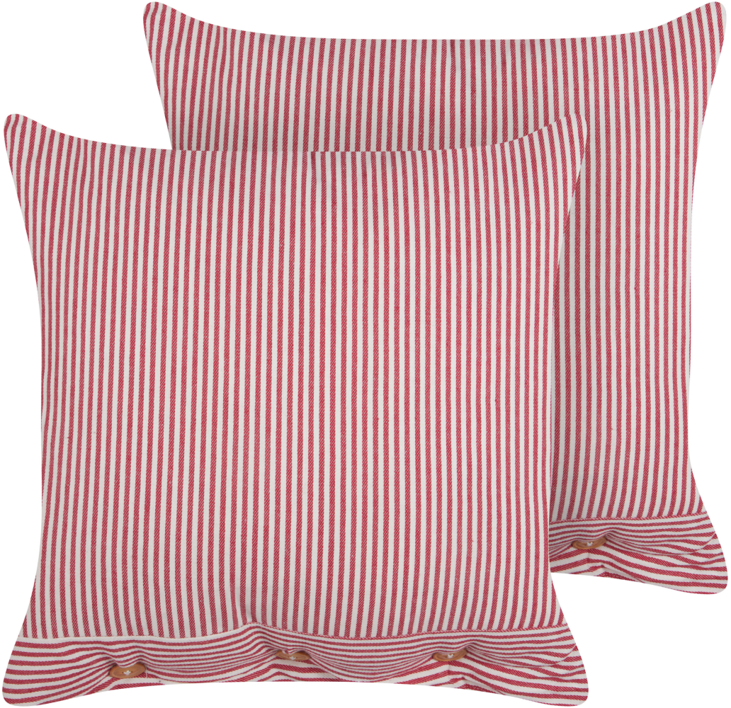 Kissen 2er Set AALITA Baumwolle 45 x 45 cm Streifen Rot Bild 1