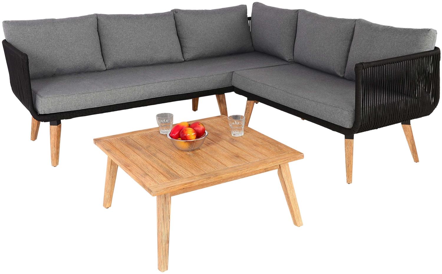 Garten-Garnitur HWC-L30, Garnitur Sitzgruppe Lounge-Set Sofa, Akazie Holz MVG-zertifiziert ~ Polster dunkelgrau Bild 1