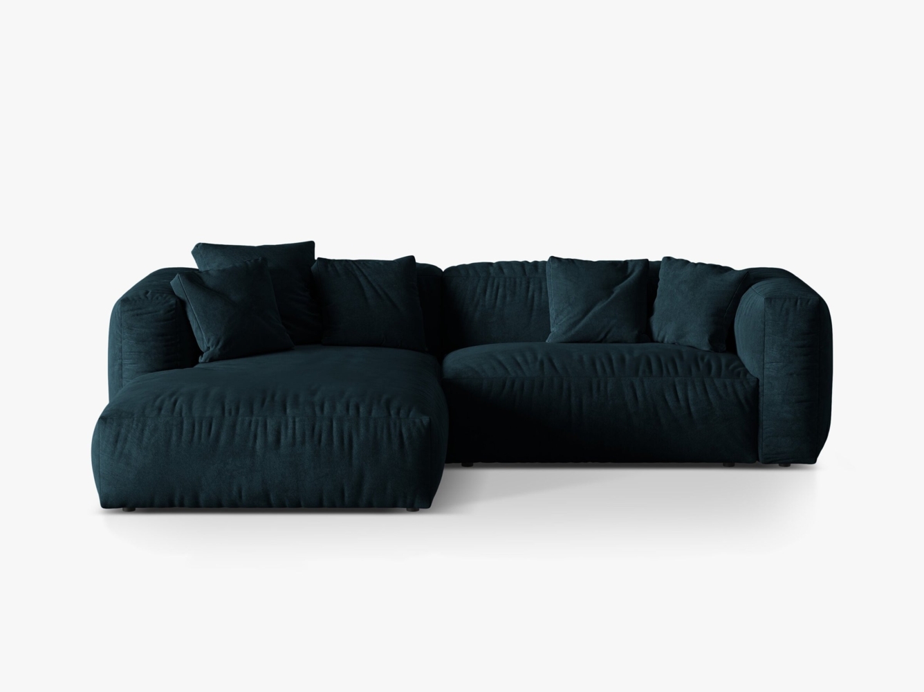 Micadoni Ecksofa Martina 2-Sitzer Samt Tiefes Petrol Links Bild 1