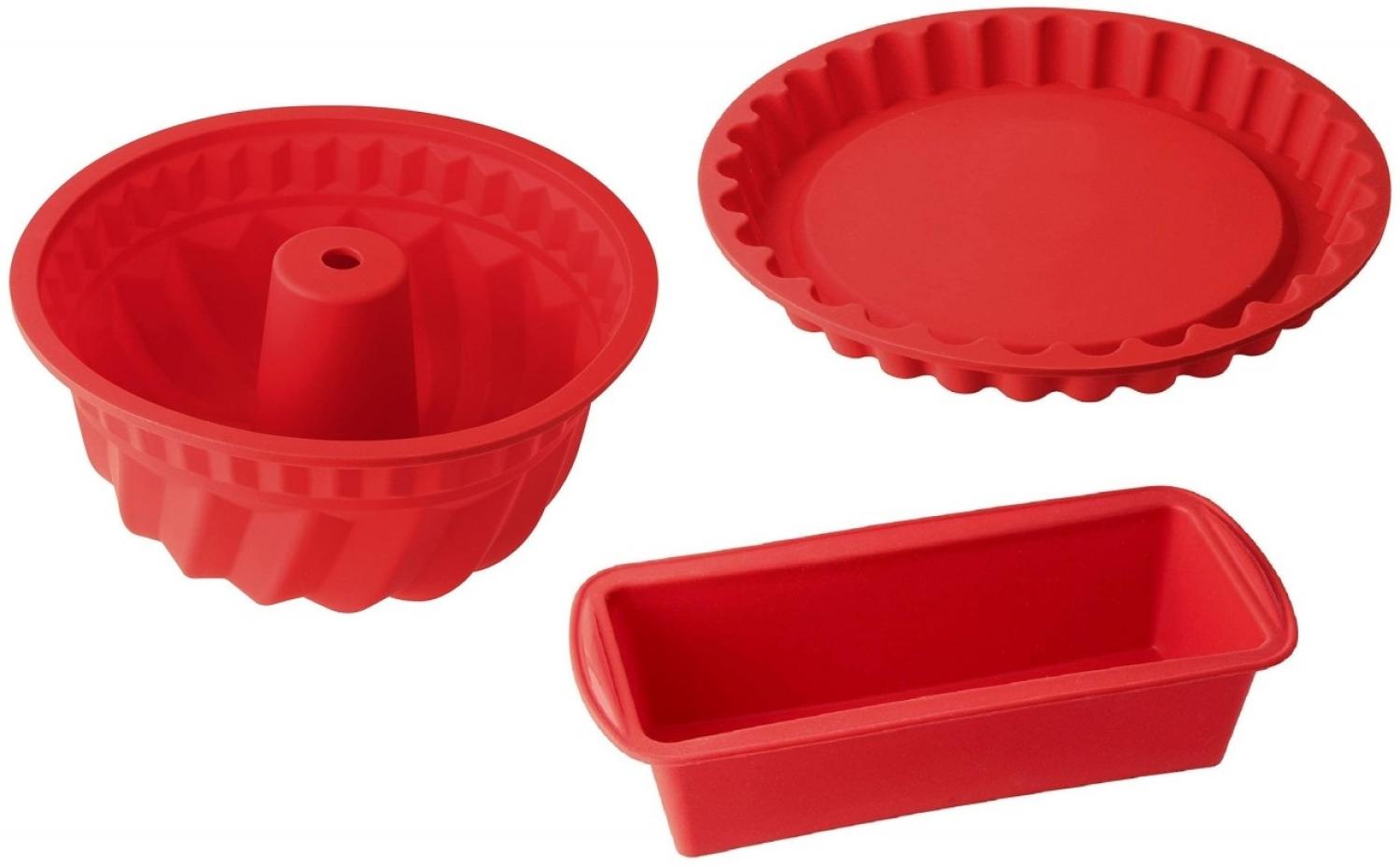 Dr. Oetker - Silikon Backform Set 3tlg. Flexxibel Rot Kasten Obst Gugelhupf Form Bild 1