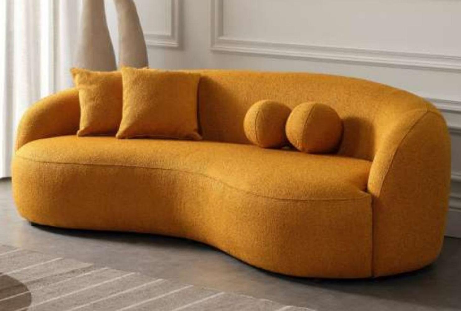 Casa Padrino Luxus Sofa Orange 250 x 120 x H. 76 cm - Gebogenes Wohnzimmer Sofa - Hotel Sofa - Wohnzimmer Möbel - Hotel Möbel - Luxus Möbel - Luxus Einrichtung - Wohnzimmer Einrichtung Bild 1