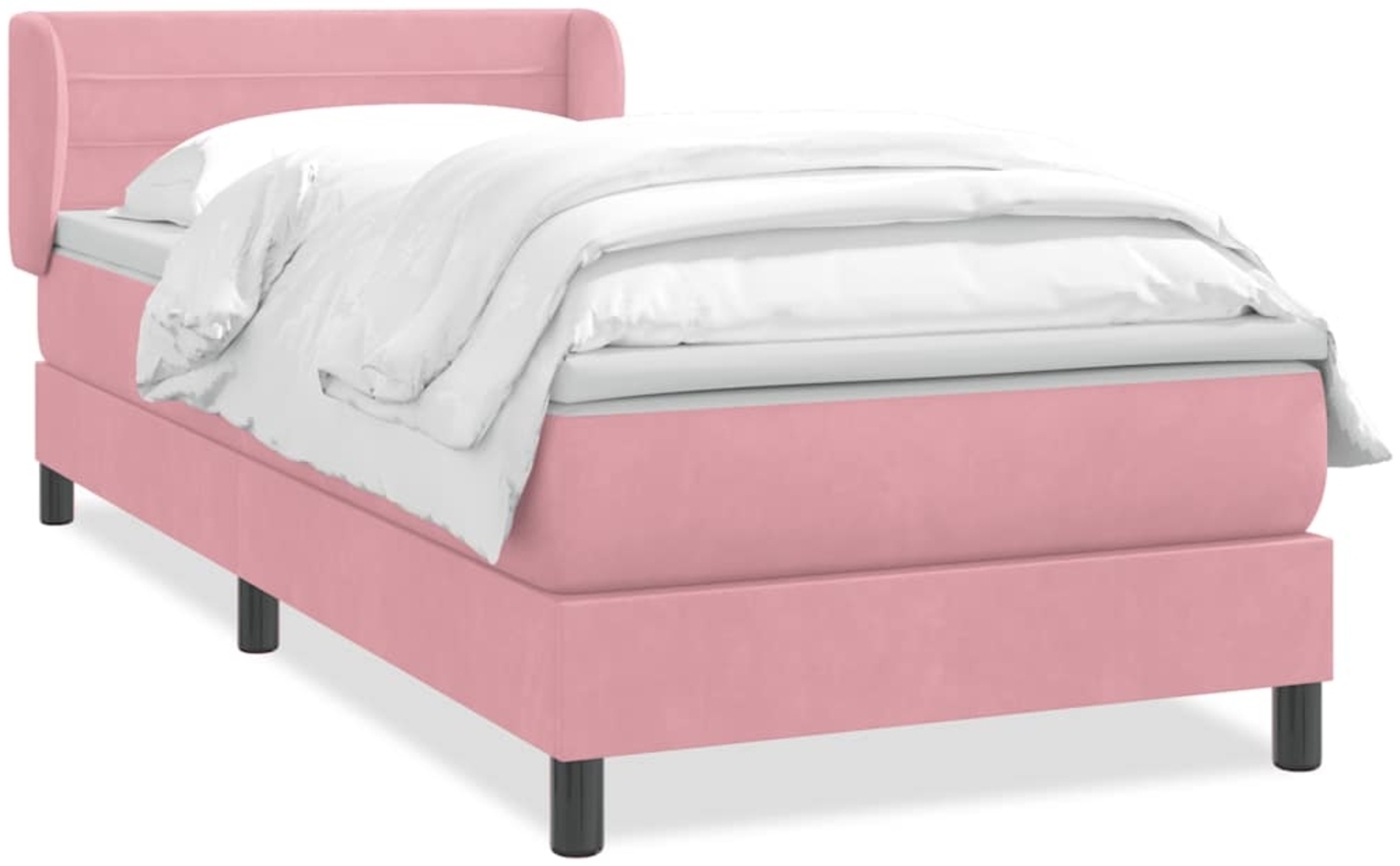 vidaXL Boxspringbett mit Matratze Rosa 90x220 cm Samt 3317642 Bild 1