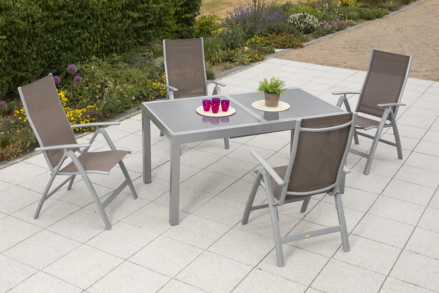 Carrara Set 5tlg, Ausziehtisch, taupe Bild 1