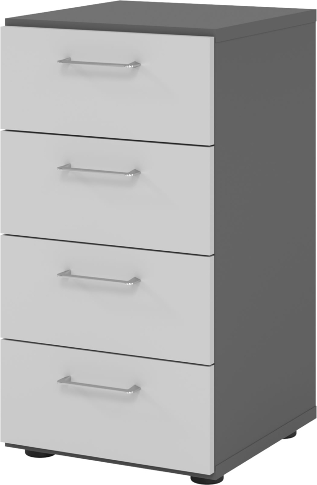 bümö smart Schubladenschrank, Büroschrank in Graphit/Grau mit 4 Schüben - Bürocontainer aus Holz, Container mit Metallgriffen & Soft-Stop Schubladen, 924S4-G-5-BS Bild 1