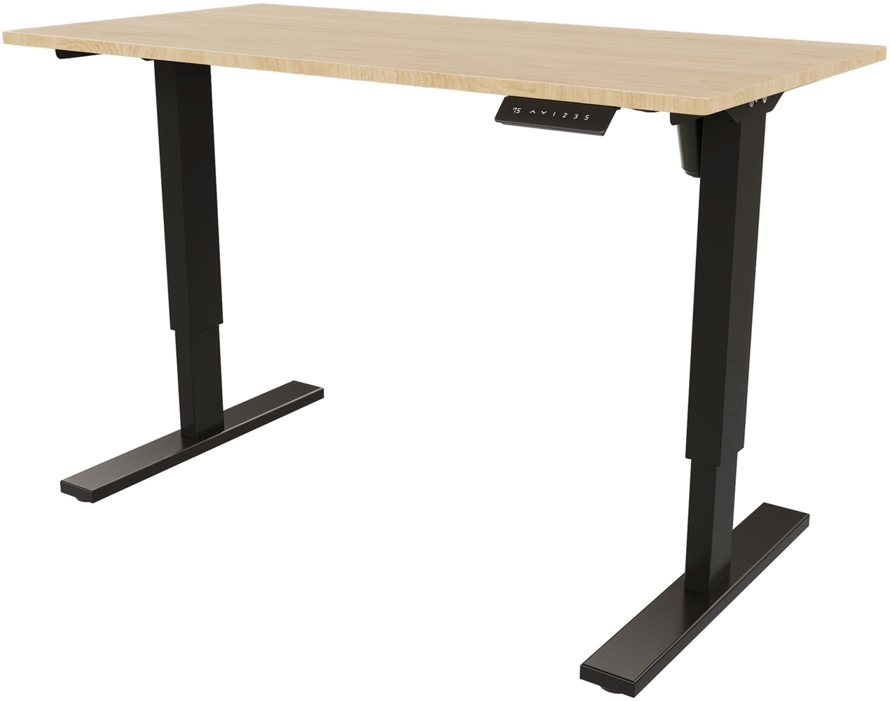 Bisley E-StarterTech elektrisch höhenverstellbarer Schreibtisch 140x60 cm in eiche - Elektrischer Tisch höhenverstellbar mit Memory-Funktion, EST251406-333-018 Bild 1