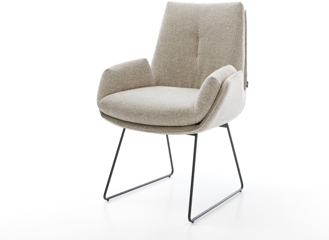 Esszimmerstuhl Clea-Flex Webstoff Soft Beige Kufengestell Schwarz Bild 1