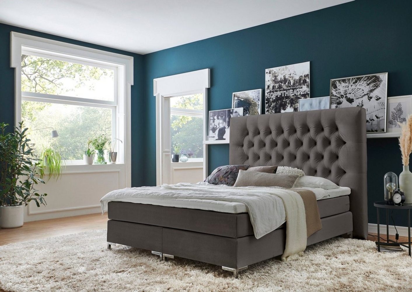 ATLANTIC home collection Boxspringbett Ronja, mit Topper und extra hohem Kopfteil Bild 1