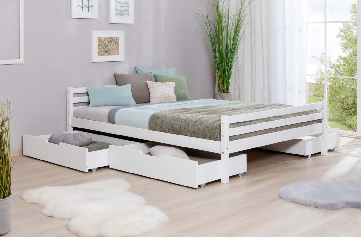 Doppelbett "Nadine" 140x200 Kiefer massiv Bild 1