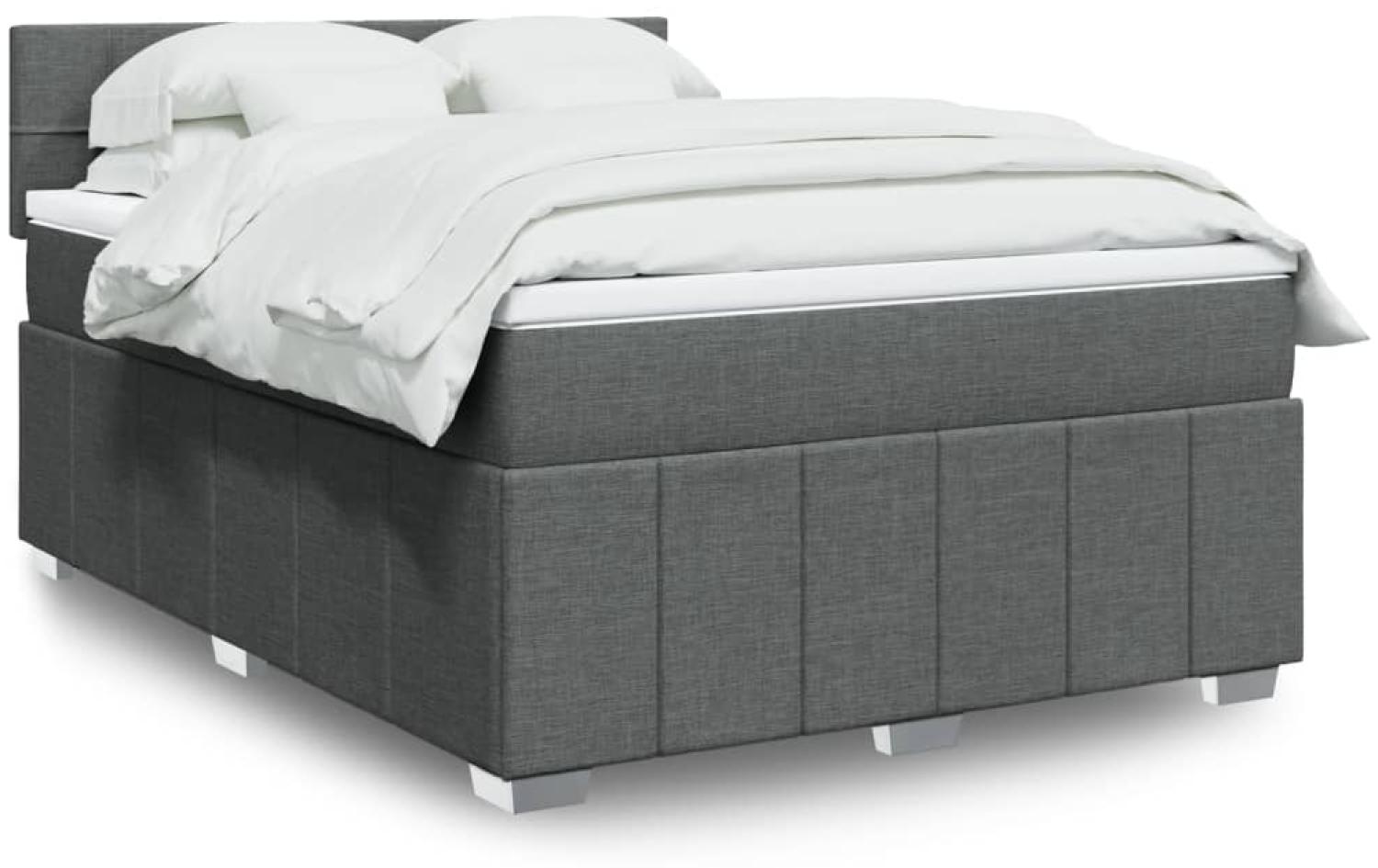 vidaXL Boxspringbett mit Matratze Dunkelgrau 140x190 cm Stoff 3287064 Bild 1