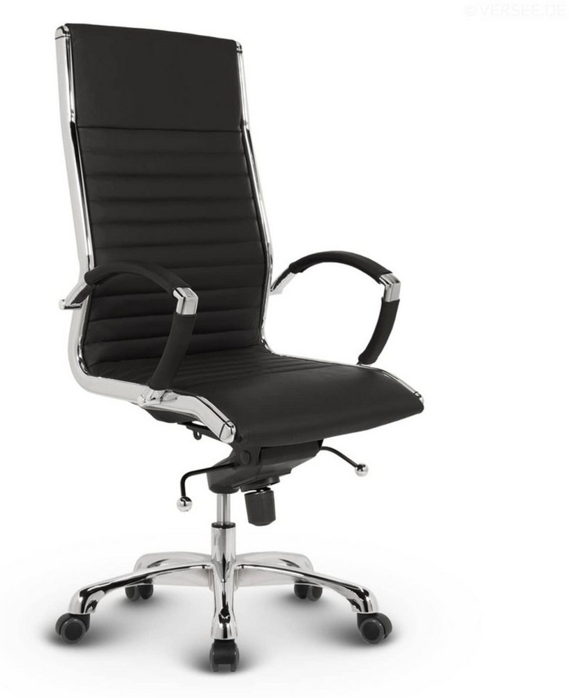 VERSEE Design Bürostuhl Chefsessel Montreal - Echt-Leder - schwarz - Drehstuhl, Bürodrehstuhl, Schreibtischstuhl, Chefstuhl, Designklassiker, hochwertige Verarbeitung, Stuhl, 150 kg Belastbarkeit Bild 1