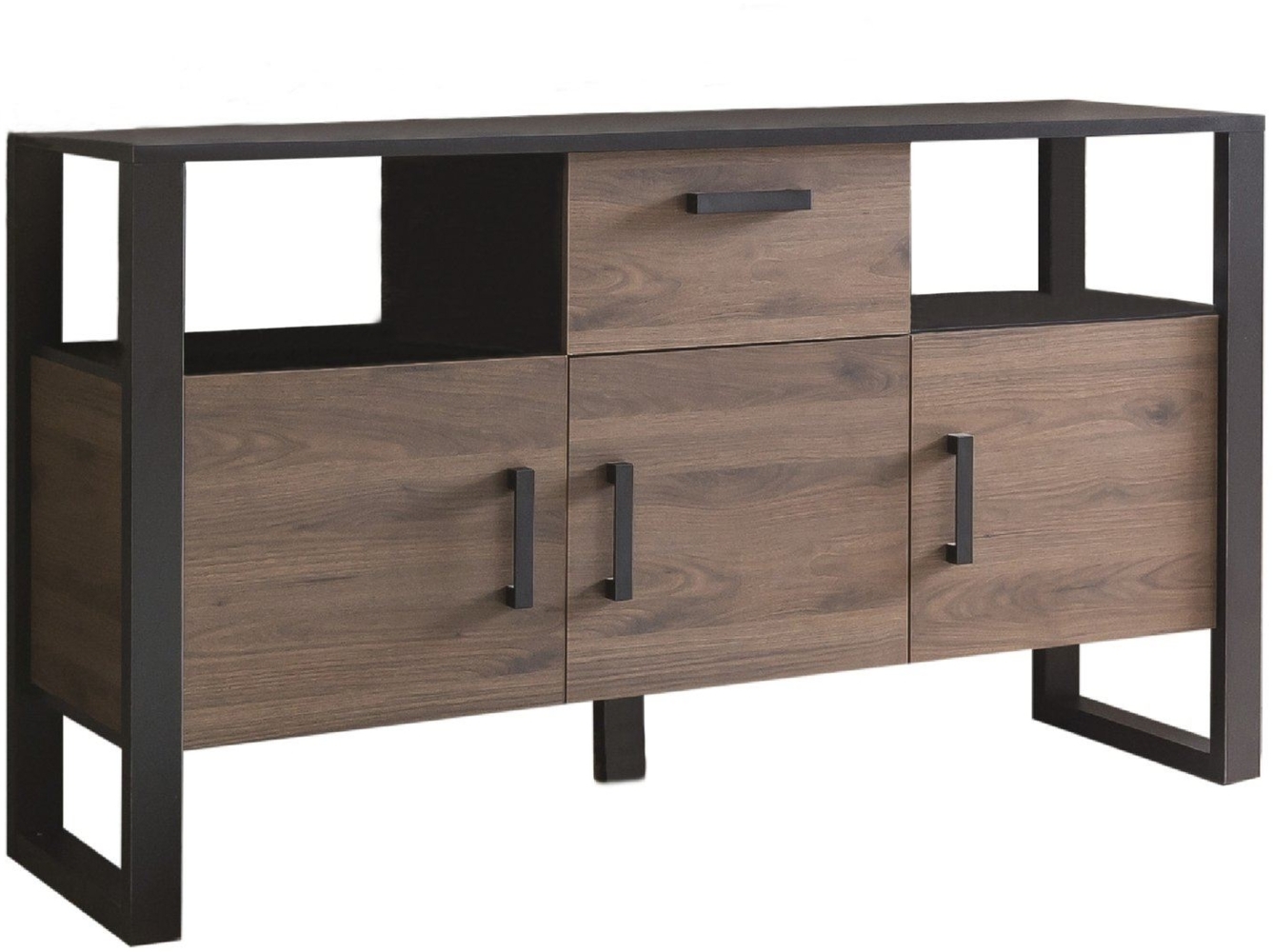 Sideboard Jami 160x90x45 Anrichte Schwarz-Okapi Nuss/Okapi Nuss 10140 Bild 1