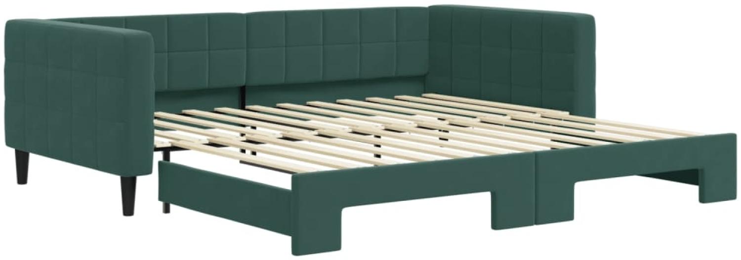 vidaXL Tagesbett Ausziehbar Dunkelgrün 100x200 cm Samt 3196700 Bild 1