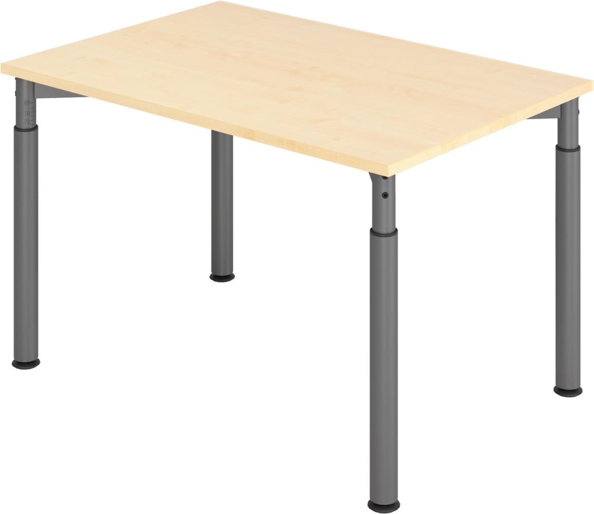 bümö höhenverstellbarer Schreibtisch 120x80 cm in Ahorn, Gestell graphit - PC Tisch höhenverstellbar & klein, höhenverstellbarer Tisch Büro, kleiner Computertisch verstellbar, Y-Serie, YS-12-3-G Bild 1