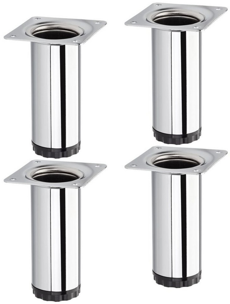 SO-TECH® Möbelfuß 4 Stück BRAVO Höhe 100 mm (10 mm) Ø 40 mm Chrom poliert, höhenverstellbar, aus Stahl, belastbar bis 50 kg pro Stützfuß Bild 1