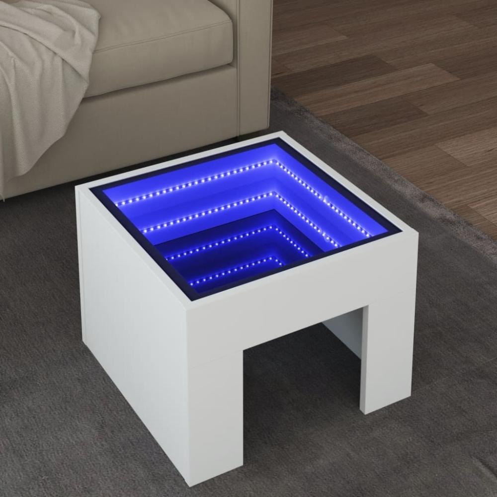 vidaXL Couchtisch mit Infinity-LED Weiß 40x40x30 cm 847595 Bild 1