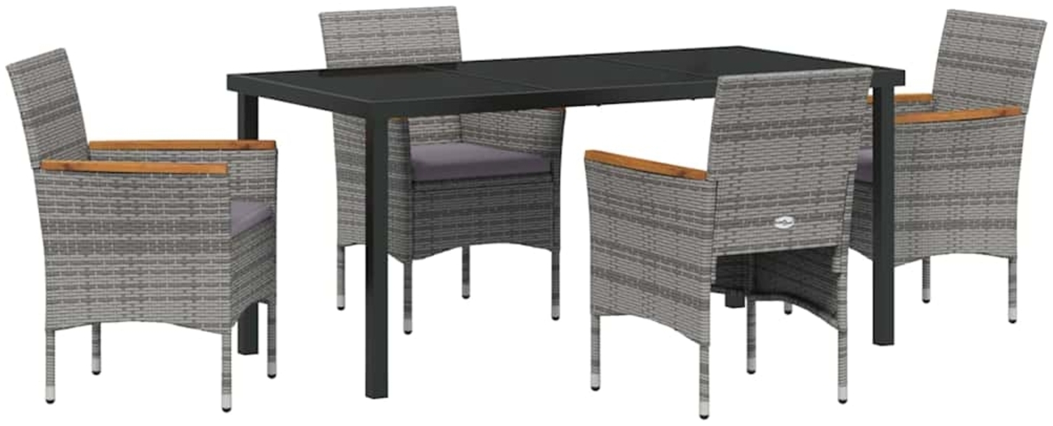 vidaXL Garten Essgruppe mit Kissen 5 pcs Grau Poly-Rattan 3379761 Bild 1