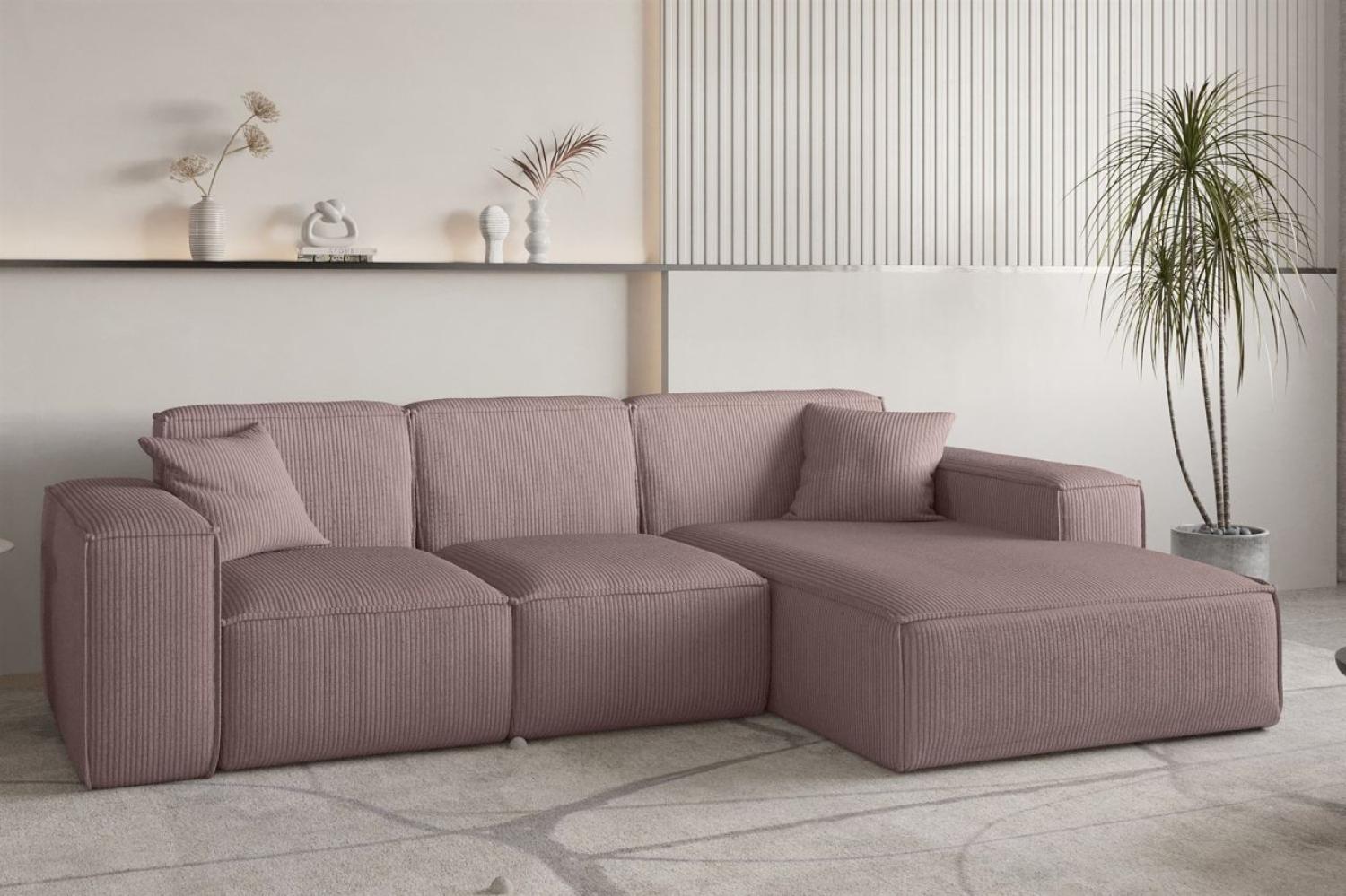 Ecksofa Designersofa CELES PREMIUM in Stoff Scala Lavendel Ottomane Rechts Bild 1