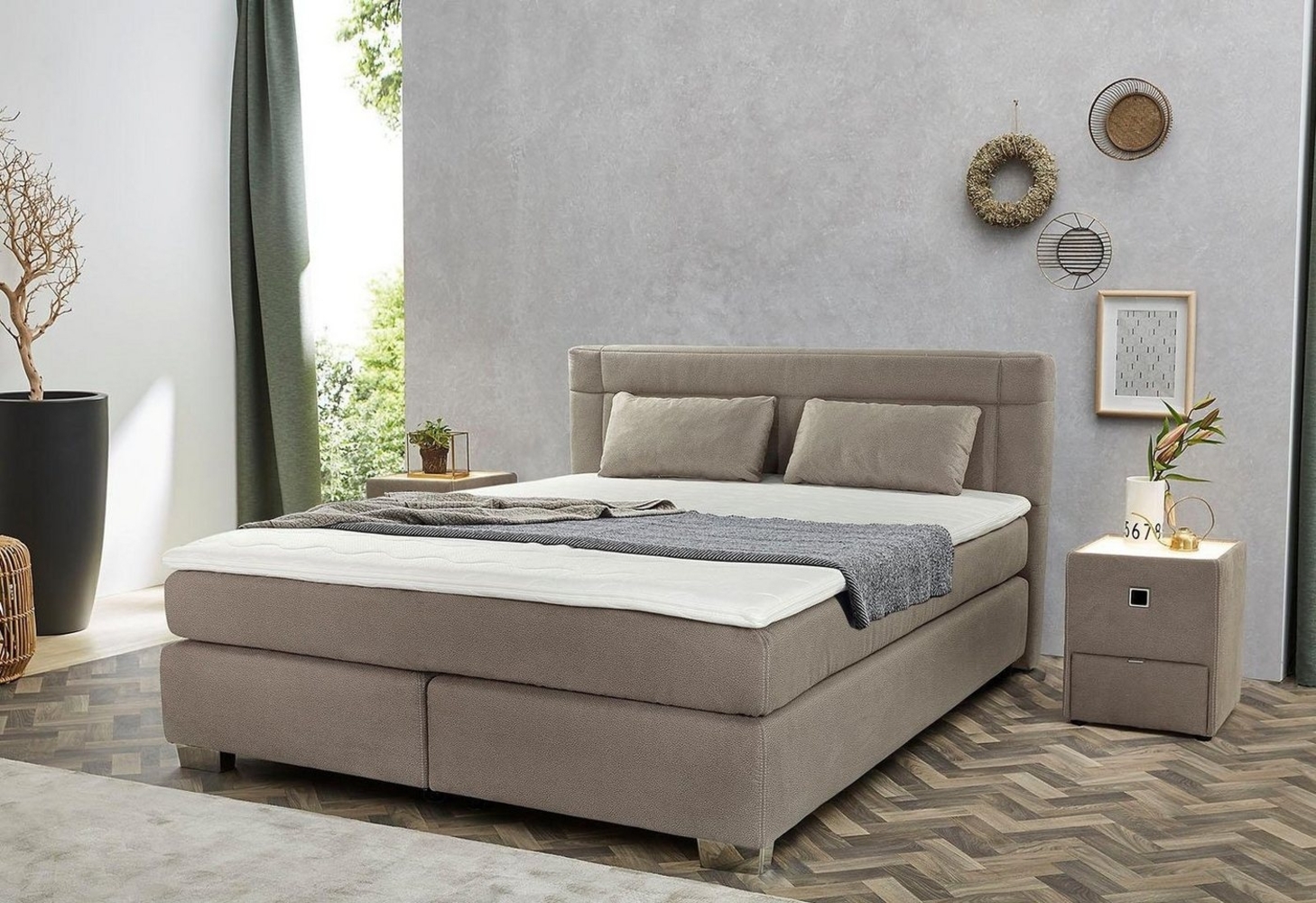 Jockenhöfer BOXSPRINGBETT 180 X 200 CM ROMANA MAX BRAUN H4 Bild 1