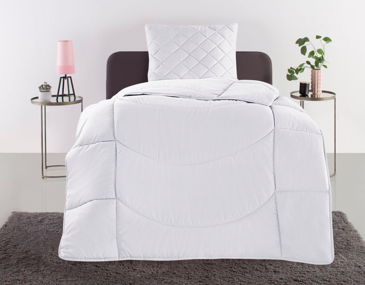 my home Steppbett + Kopfkissen Microlux, Bettdecke 135x200 cm, 155x220 cm, Füllung: Polyester, Bezug: Polyester, Set mit Kissen 40x80 cm, 80x80 cm, Sommer, Herbst, Winter in 4 Farben Bild 1