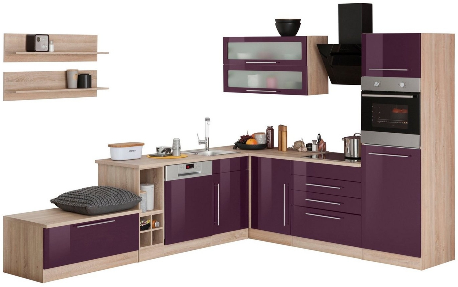 KOCHSTATION Winkelküche KS-Samos, Stellbreite 300x250 cm, wahlweise mit E-Geräten und Induktionskochfeld Bild 1