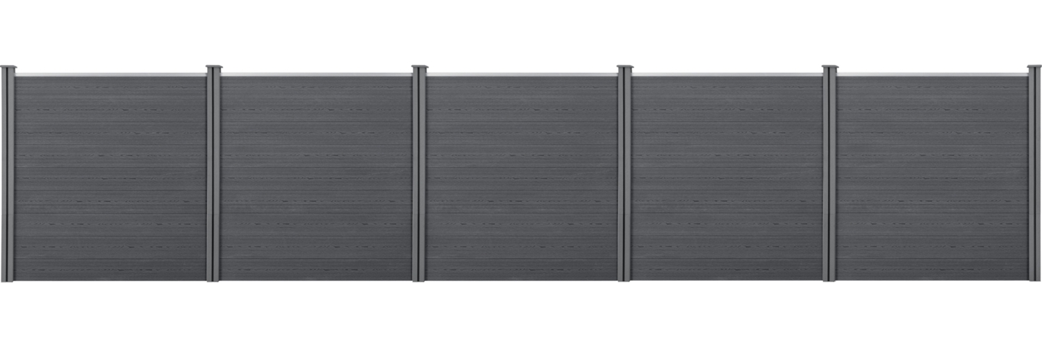 Gartenzaun Getafe WPC mit Pfosten 183x879 cm Grau neu. holz Bild 1