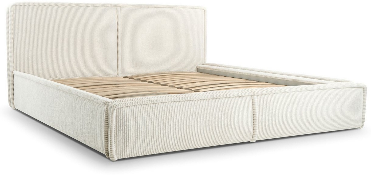 MOEBLO Polsterbett BETT 04 (Bezug: aus Cord, Doppelbett mit Kopfstütze, Rahmenbettgestell, mit Bettkasten und Lattenrost), gepolstertes Kopfteil, mit Bettkasten Bild 1