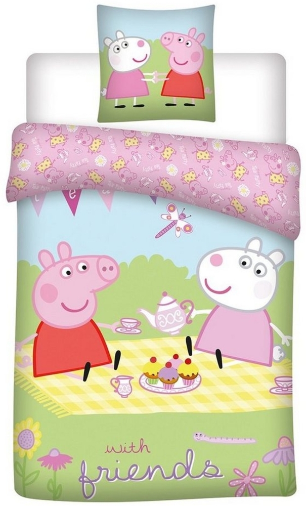 Baby Kinder Bettwäsche Peppa Wutz & Luzie Locke Picknick, Bettdecke 100x135 + Kopfkissen 40x60 cm, 100% Baumwolle Bild 1