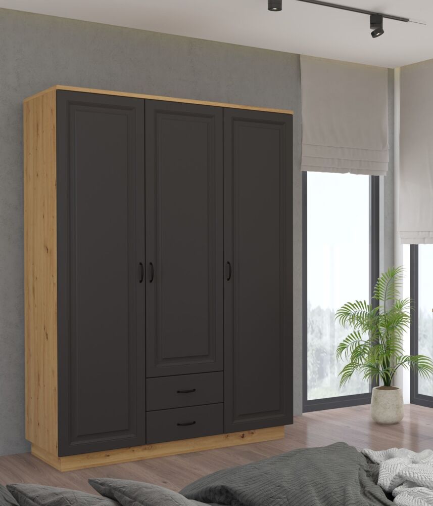 Kleiderschrank Stilo 180 cm Landhaus Grau Eiche Artisan Buffet Bild 1