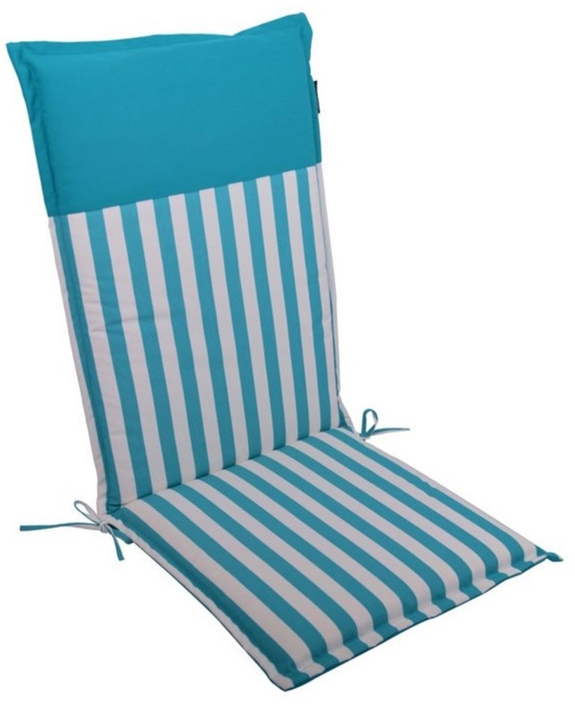 LILENO HOME Hochlehnerauflage Gartenstuhl Auflage, bequeme Sitzauflage für Gartenmöbel, Stuhlkissen, (1 St, 1er Set), Polsterauflage Streifen Aqua, Sitzpolster für Klappstühle Bild 1