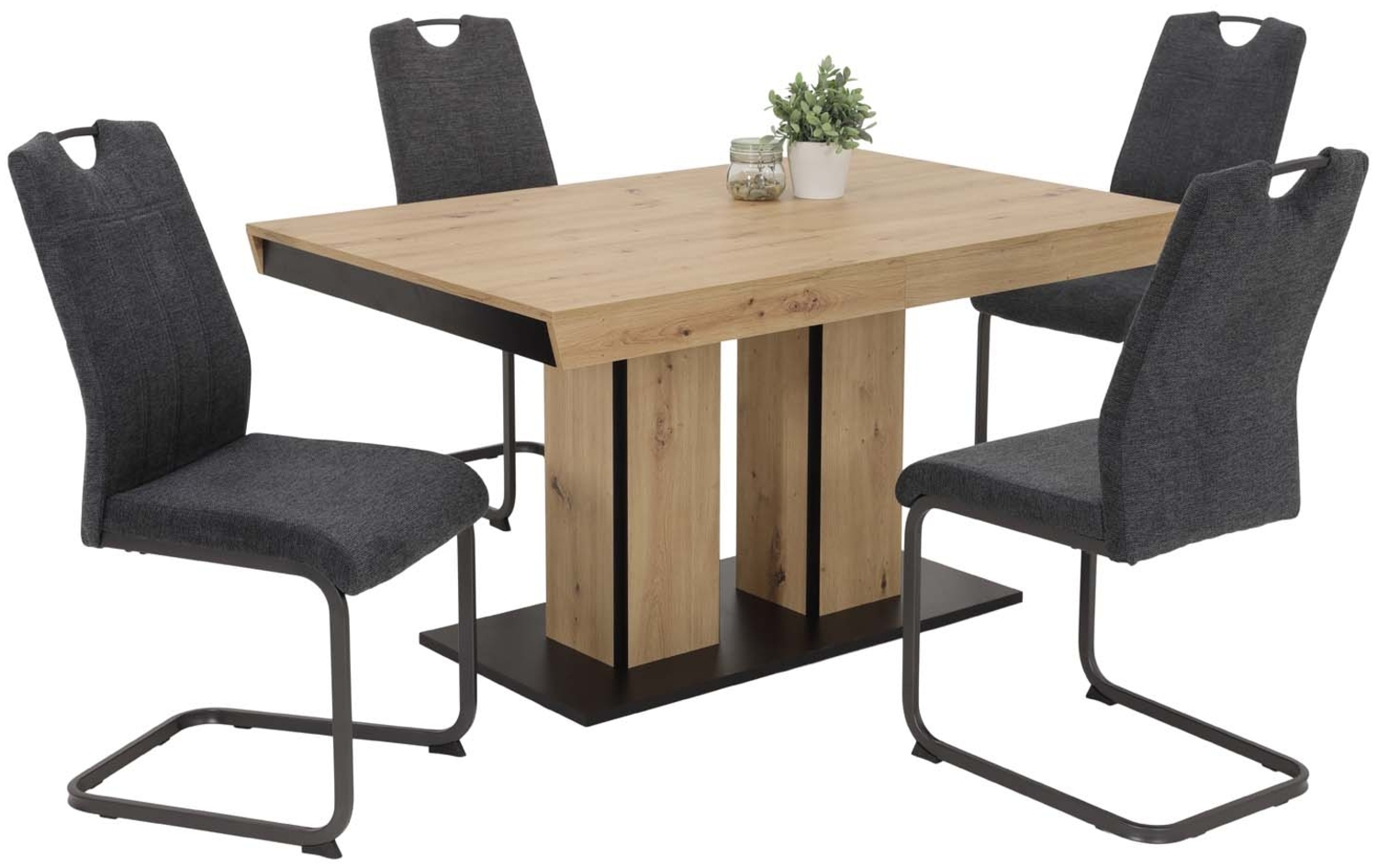 5 tlg. Essgruppe Kamilla - Tisch Artisan, 4 Stühle Anthrazit Bild 1