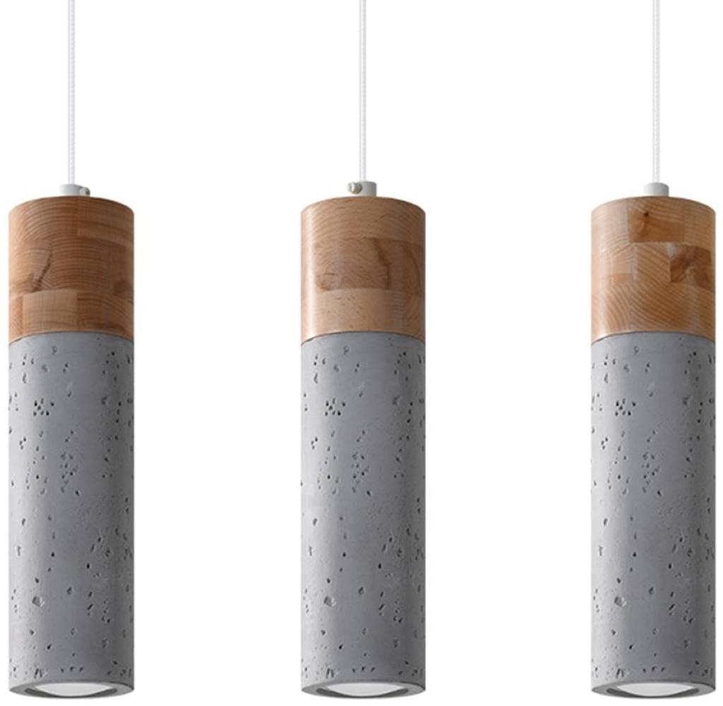 SOLLUX SL. 0967 Pendelleuchte ZANE 3 grau L: 60, B: 450, H: 1200, GU10/40W, dimmbar Bild 1