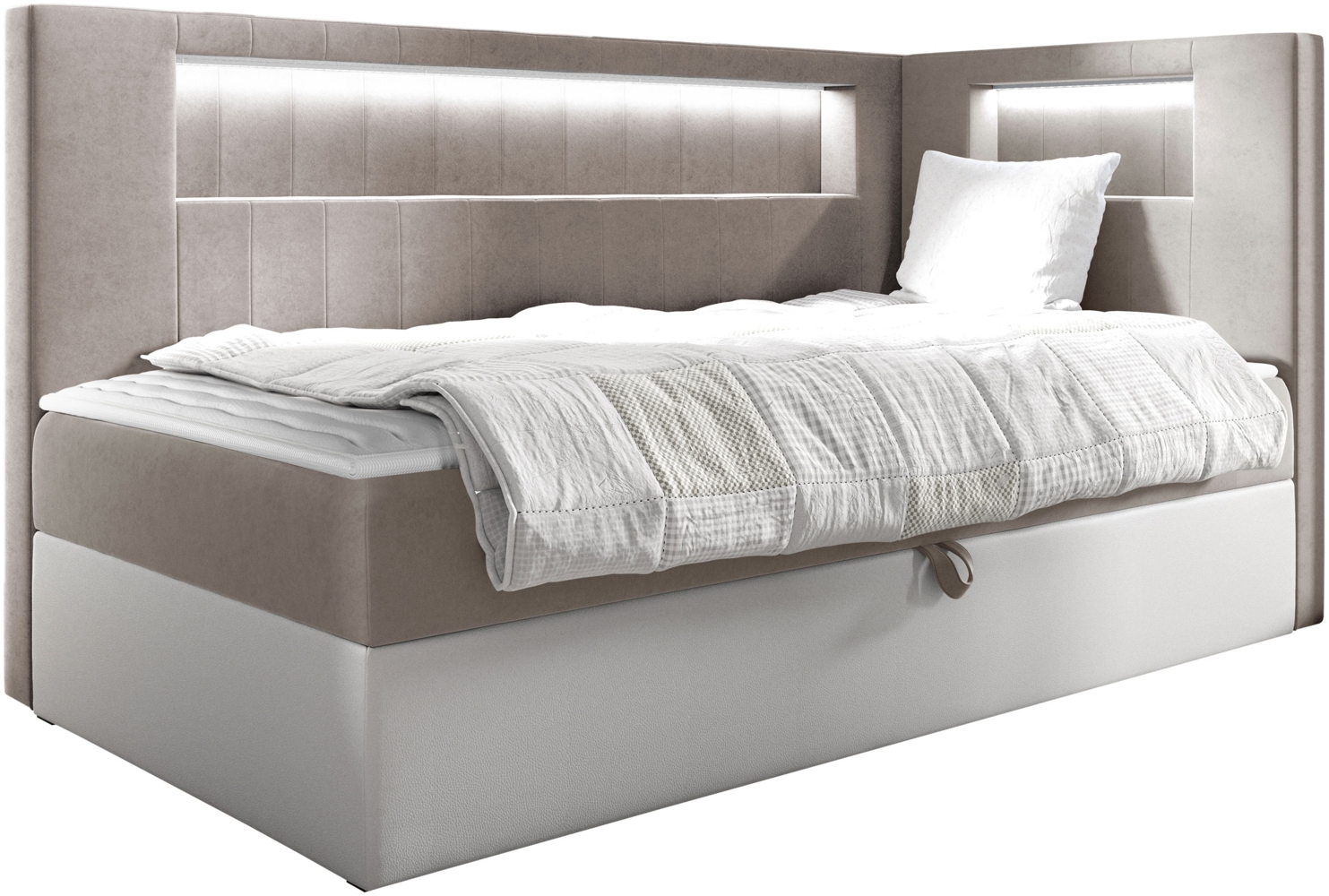 Boxspringbett 'Gladino Junior 3' beige 100 x 200 cm Rechts Bild 1