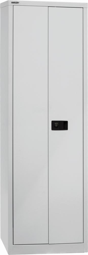 Bisley Flügeltürenschrank Universal, 4 Fachböden, 5 OH, B 600 mm, Farbe lichtgrau Bild 1