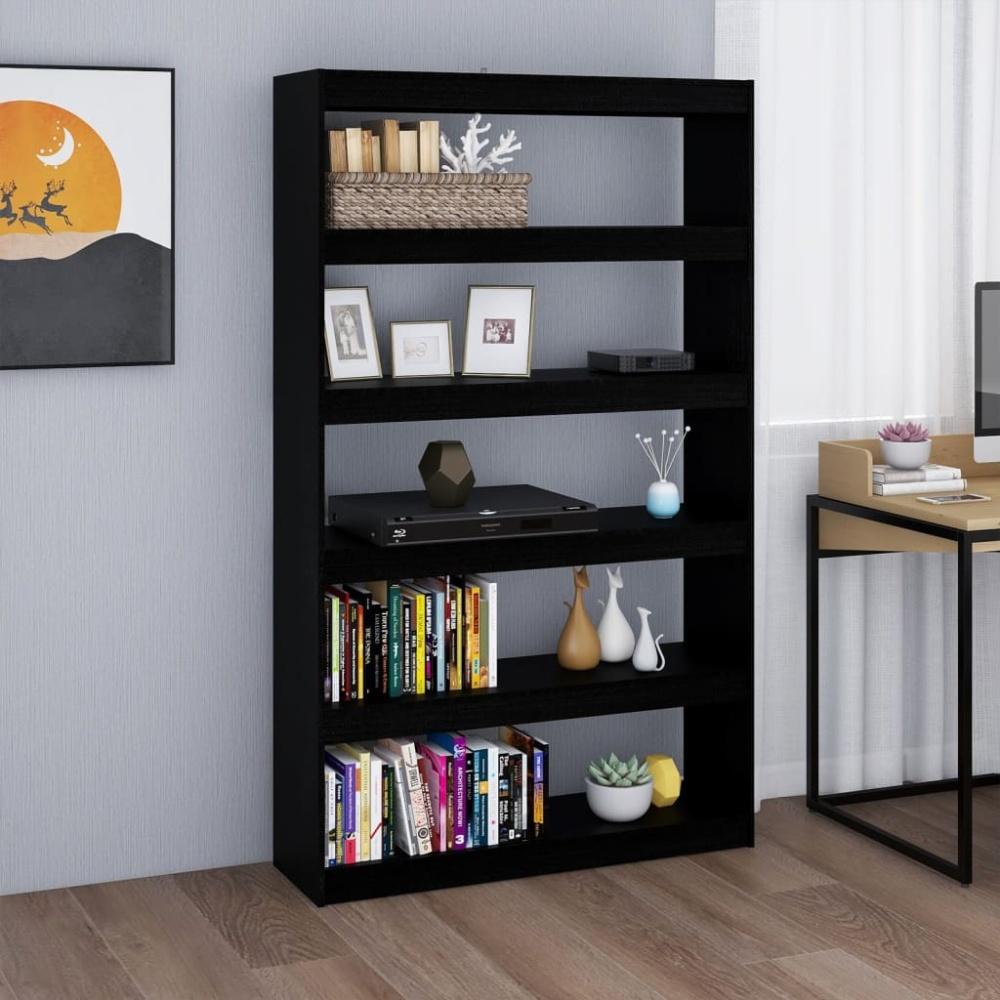 vidaXL Bücherregal/Raumteiler Schwarz 100x30x167,5cm Massivholz Kiefer 808227 Bild 1