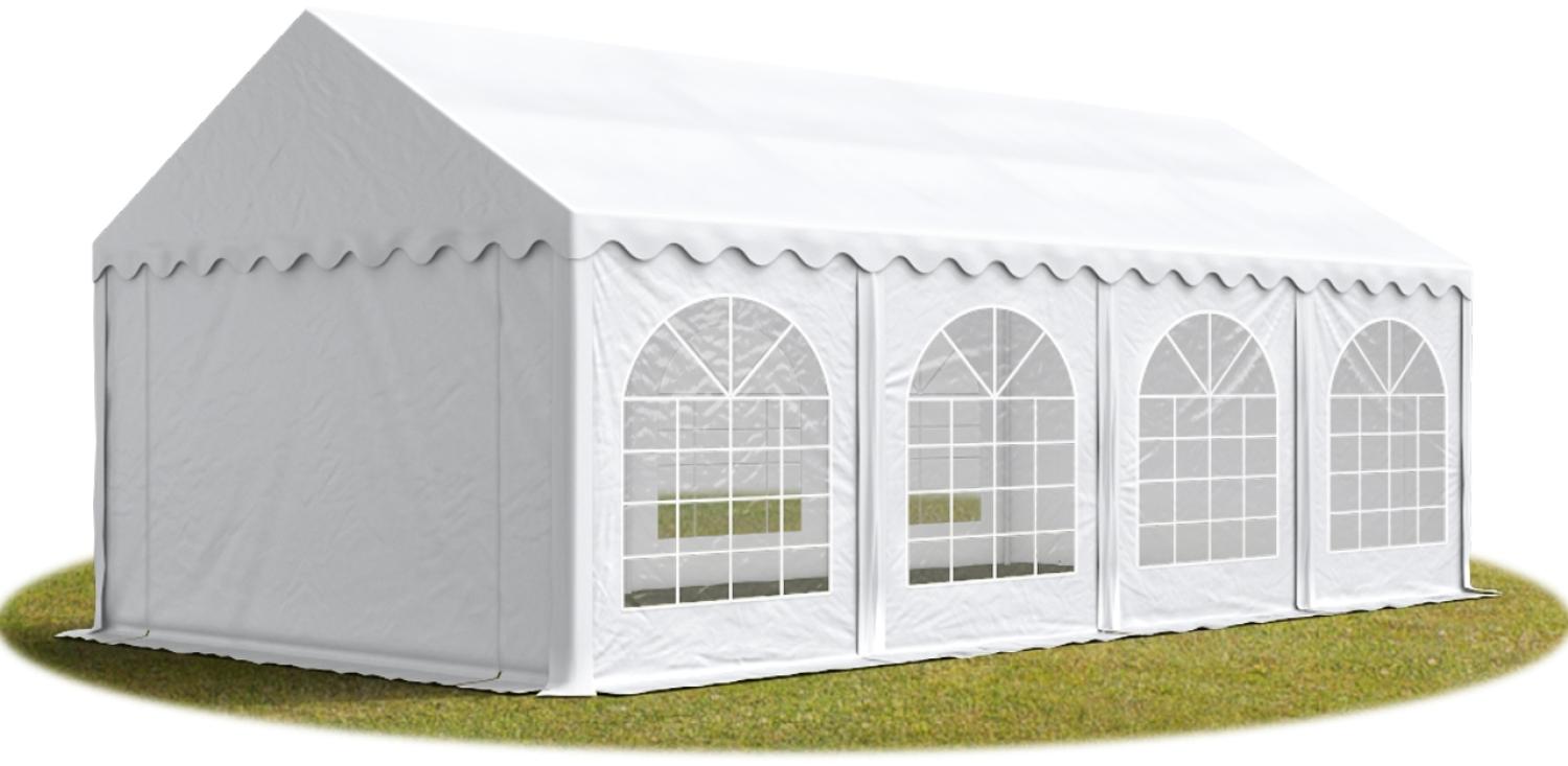 TOOLPORT Festzelt Partyzelt 4x8 m PREMIUM, hochwertige PVC Plane 750 N in weiß 100% wasserdicht mit Bodenrahmen Bild 1