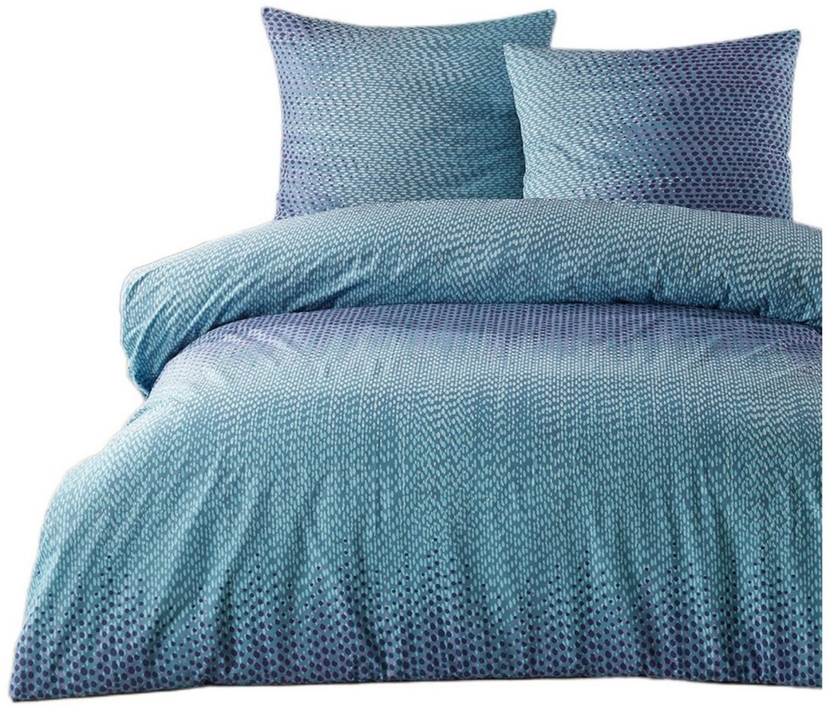 Buymax Bettwäsche Debora, Renforce: 100% Baumwolle, 3 teilig, Bettwäsche-Set, 200x200 cm, mit Reißverschluss, Blau Bild 1