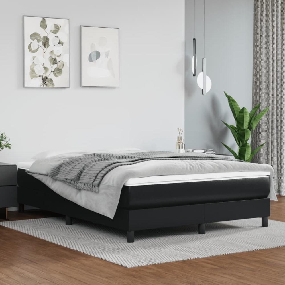 vidaXL Boxspringbett, Kunstleder schwarz, 140 x 190 cm Bild 1